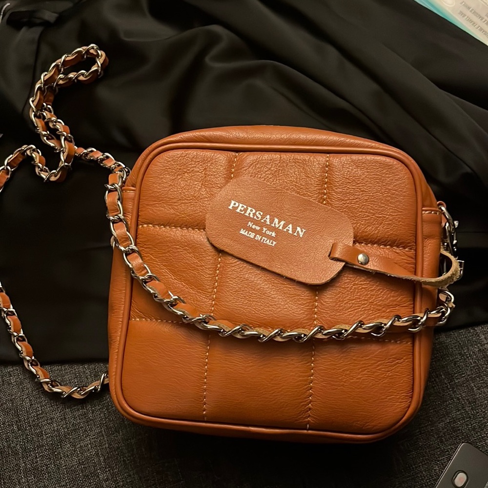 Persaman New York Quilted Leather Crossbody - Cognac